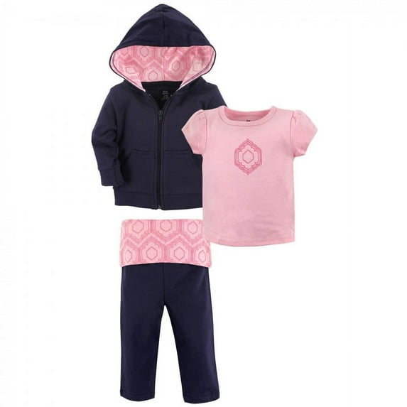 Yoga Sprout Baby and Toddler Girl Cotton Hoodie, Bodysuit or Tee Top, and Pant, Moroccan Toddler, 2 Toddler