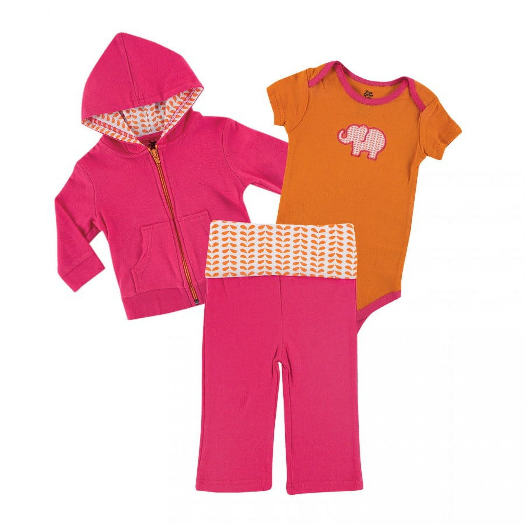 Yoga Sprout Baby and Toddler Girl Cotton Hoodie Bodysuit or Tee Top and Pant Lotus Baby 6 9 Months Walmart