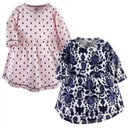 Yoga Sprout Baby and Toddler Girl Cotton Long-Sleeve Dresses 2pk, Ikat, 0-3 Months