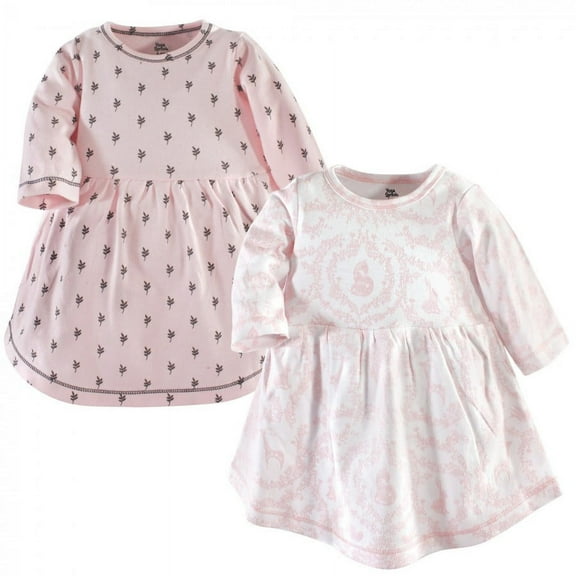 Yoga Sprout Baby and Toddler Girl Cotton Long-Sleeve Dresses 2pk, Lace Garden, 4 Toddler