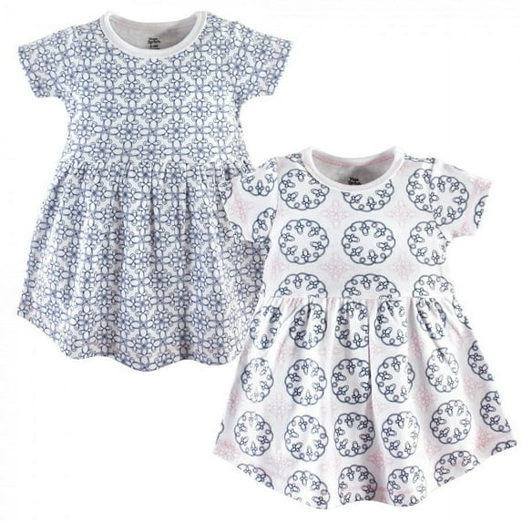 Yoga Sprout Baby and Toddler Girl Cotton Short-Sleeve Dresses 2pk, Whimsical, 5 Toddler