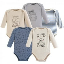 Yoga Sprout Cotton Long-Sleeve Bodysuits 5pk, Wild Woodland, 0-3 Months