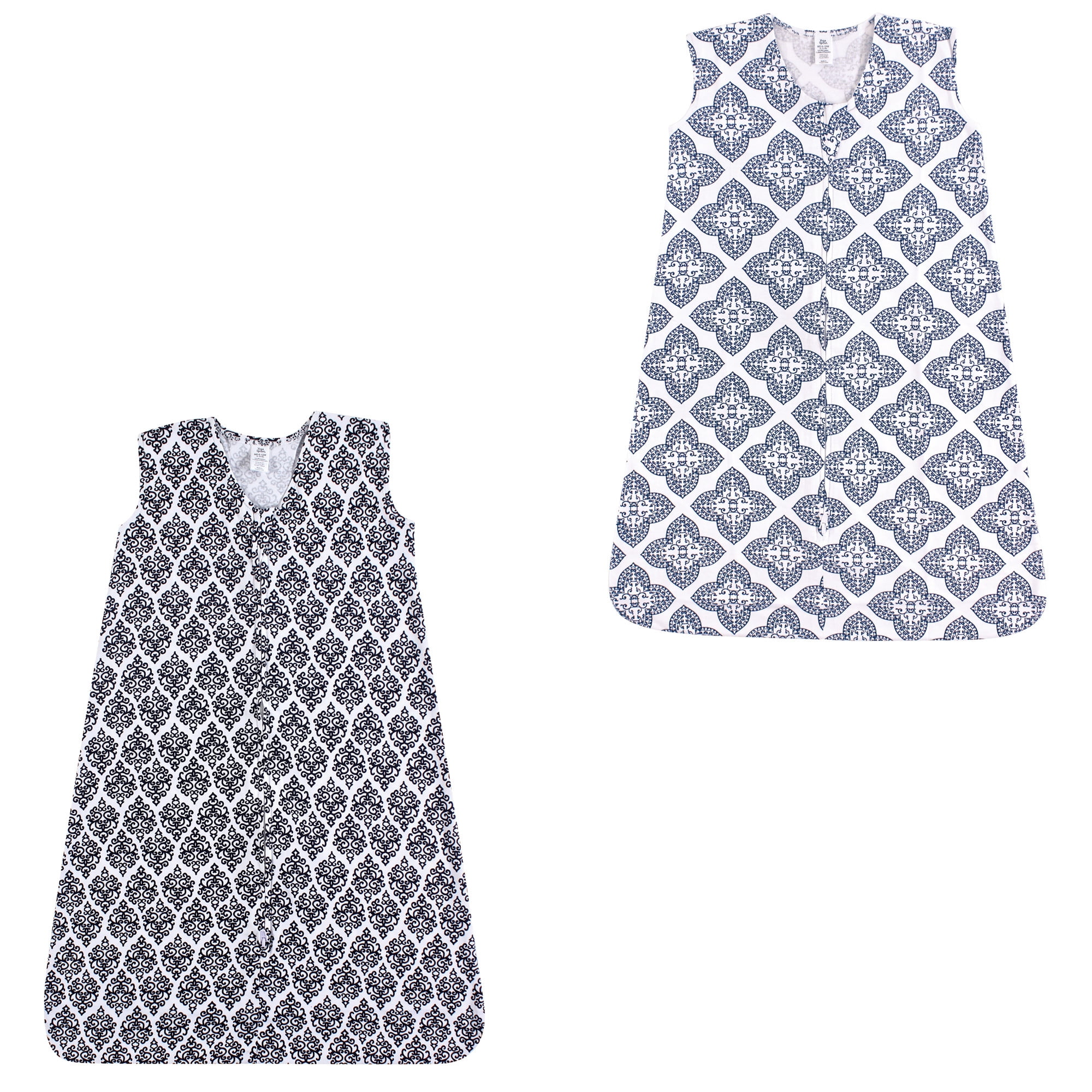 Yoga Sprout Unisex Baby Sleeveless Cotton Sleeping Bag, Sack, Blanket, Damask And Ornate Clover Jersey 2-Pack, 0-6 Months