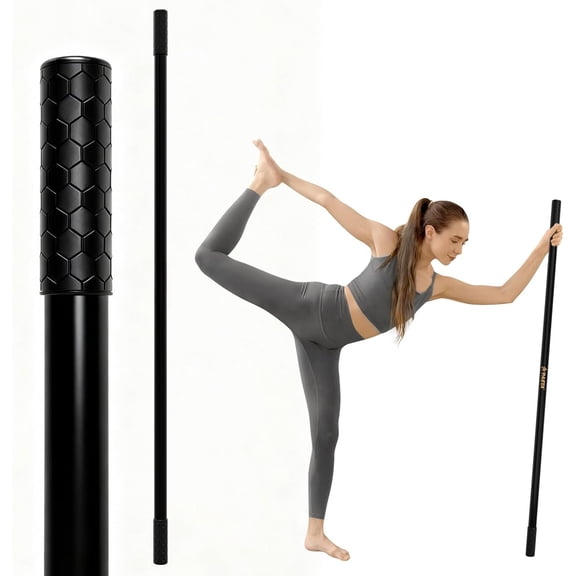 Yoga Stick for Stretching, 5ft Exercise Stick for Mobility & Flexibility, Stretch Bar and Posture Pole with Non-Slip Grip - Includes Free Video Guide