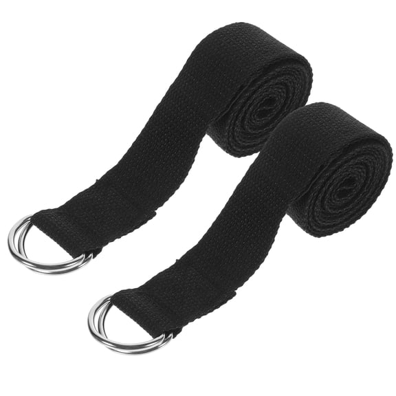 CIMAXIC 2Pcs Multi Purpose Black Yoga Strap for Fitness and Household Exercise with Compact Portable Design