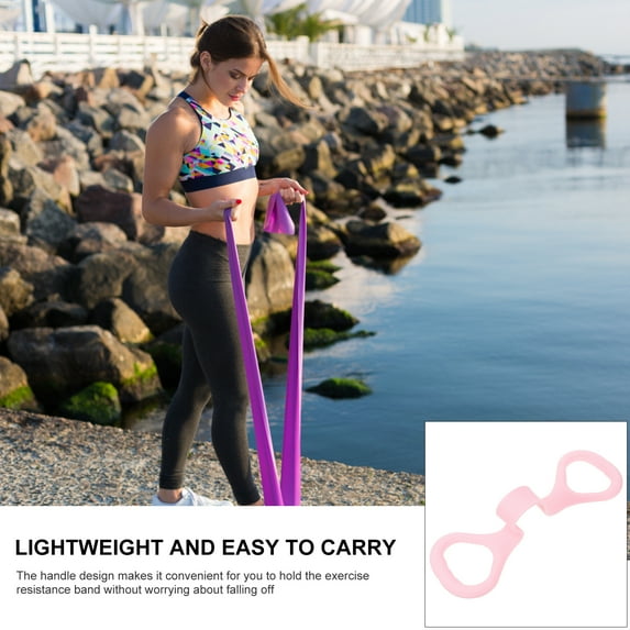 CIMAXIC Pink Yoga Elastic Band with Handle Lightweight Training Stretch Belt for Exercise