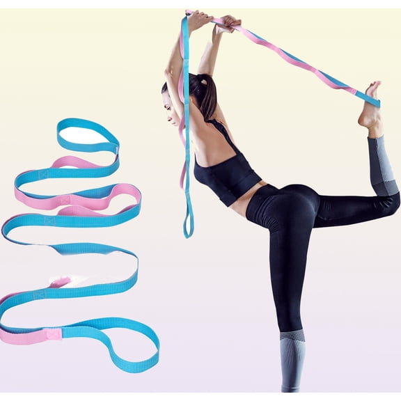 Yoga Strap for Stretching with Loops Inelastic Soft Polyester Cotton Stretch Out Band for Exercise, Yoga, Pilates and Dance