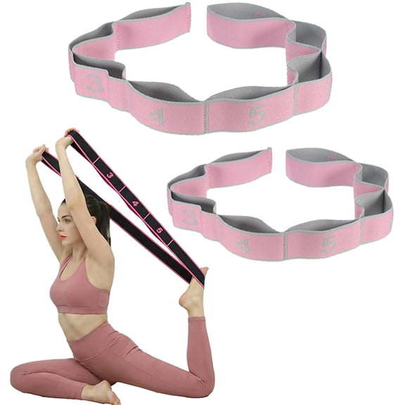 Yoga Stretch Strap with Loops, 8-Section Numbered Elastic Resistance Bands for Flexibility, Stretch Bands for Exercise Yoga Stretching Pilates Dance Gymnastics Warm Up/3 Pack