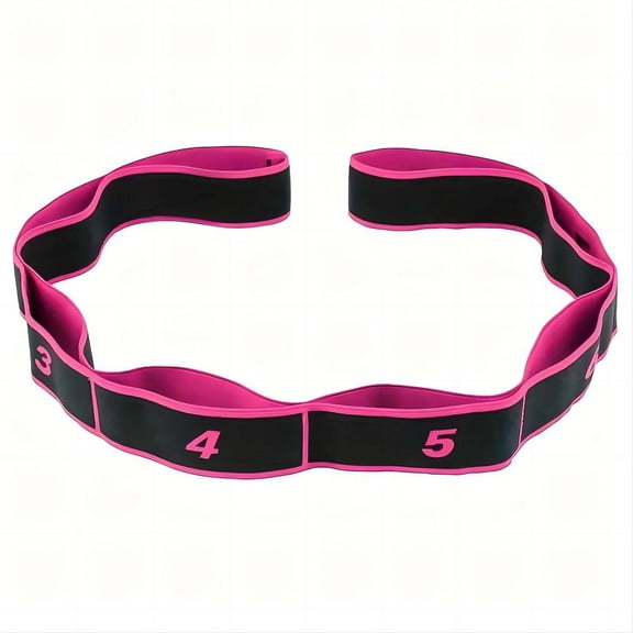 Yoga Stretching Strap with 8 Numbered Loops, Elastic Resistance Band for Dance Flexibility, MultiSection Stretching Tool for Body Shaping, Exercise Strap,Pink