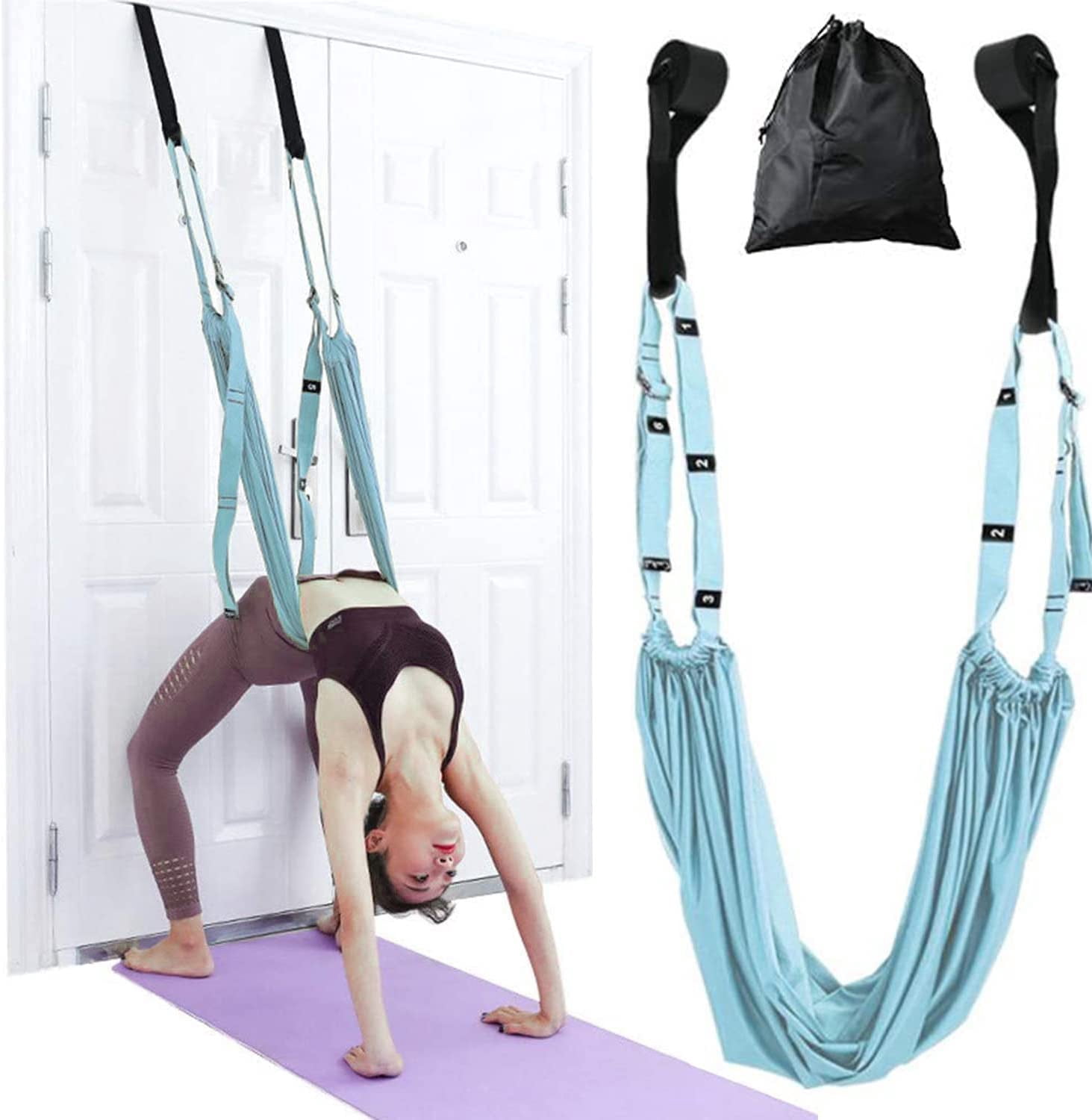 Yoga Stretching Strap, Adjustable Height Leg Stretcher Waist Back ...