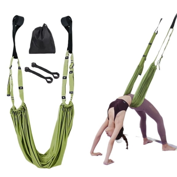 Yoga Stretching Strap, Aerial Yoga Strap, Adjustable Fitness Strap Band for Waist Trainer Leg Stretching, Anti-gravity Inversion Exercise Door Flexibility Tensile Trainer for Pilates Dance(Green)