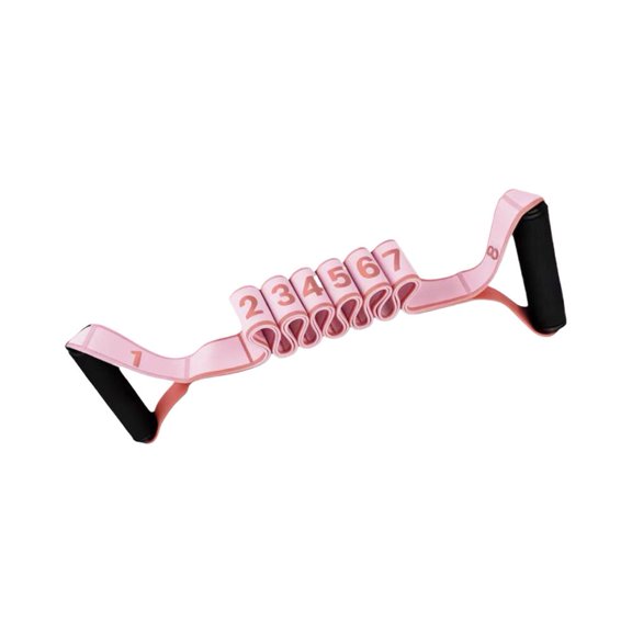 Yoga Stretching Strap with Numbered Loops & Non-Slip Handles, 8-Section Resistance Band for Flexibility, Dance, Gymnastics & Home Workout
