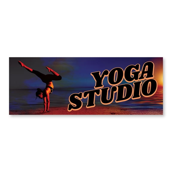 Yoga Studio 36" x 14" Decal | Advertise Your Business | All Weather Can Apply To Any Surface | Hatha Lyengar Vinyasa Hot | Made in The USA