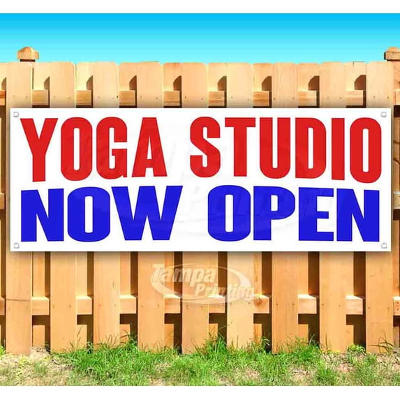 Yoga Studio Now Open 13 oz Vinyl Banner With Metal Grommets
