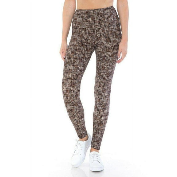 Yoga Style Banded Lined Multi Printed Knit Legging With High Waist Multi