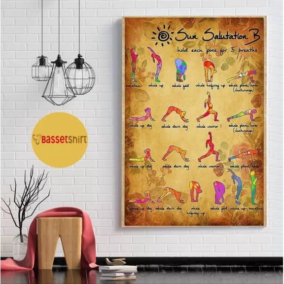 Yoga Sun Salutation B Poster Home Decor Vintage Art Print Haging Poster Cute Birthday Gift Wall Art POSTER