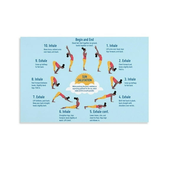 Yoga Sun Salutation Positions Meditation Art Art Posters for Room Aesthetic And Decor Canvas Painting Posters And Prints Wall Art Pictures for Living Room Bedroom Decor