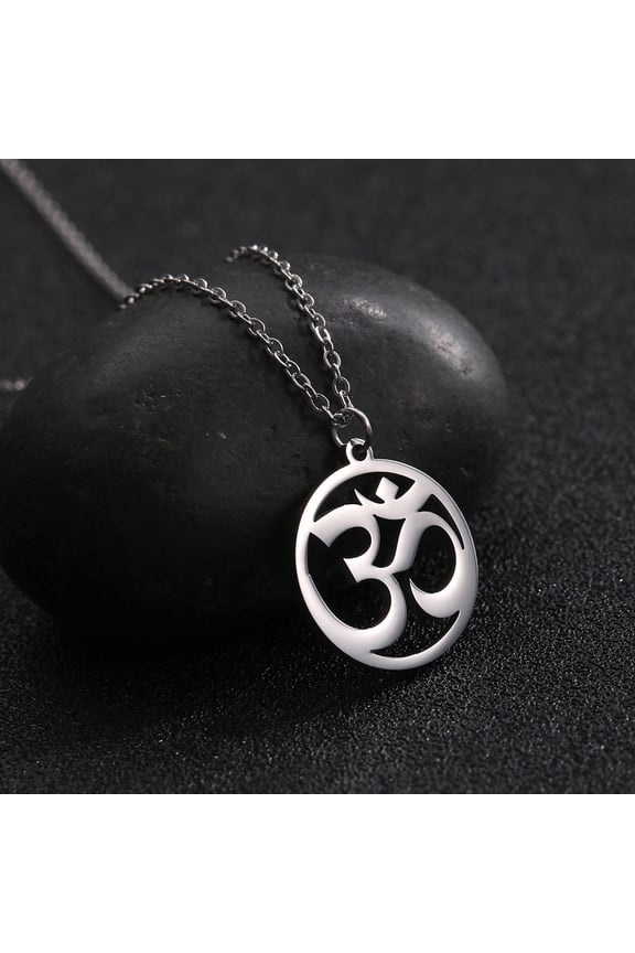 Yoga Symbol Pendant Necklace 14K Yellow Gold Hindu Om Shiva Symbol Choker Chain Vintage Amulet Jewelry