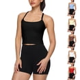 thumbnail image 1 of Yoga Tank Tops For Women Built In Bra Spaghetti Strap Crew Neck Halter Quick Dry Stretchy Fitness Clothes (XL, Black), 1 of 5