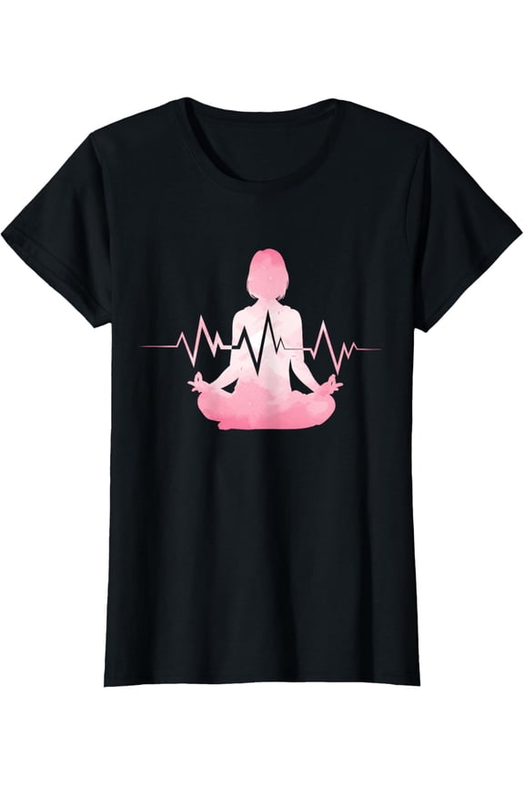 Yoga Teacher Accessories Yoga Ball Heartbeat Yoga Training T-Shirt men and women can wear, black, white, gifts