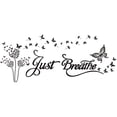 thumbnail image 1 of Yoga Theme Wall Stickers Just Breathe Wall Decal Butterfly Dandelion Wall Art Inspirational Quotes Self-adsive Wallpaper for Yoga Room Bedroom Decorations, 1 of 9