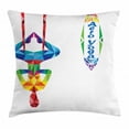 thumbnail image 1 of Yoga Throw Pillow Cushion Cover, Aerial Aero Anti-Gravity Yoga Theme Colorful Triangles Fractal Style Human Body Image, Decorative Square Accent Pillow Case, 16 X 16 Inches, Multicolor, by Ambesonne, 1 of 2