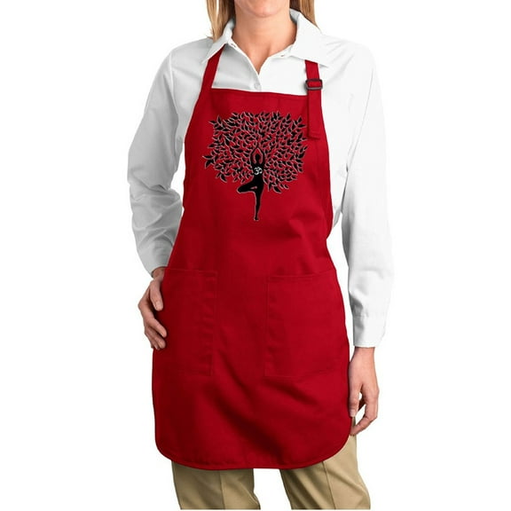 Yoga Tree Pose Kitchen Apron - Red