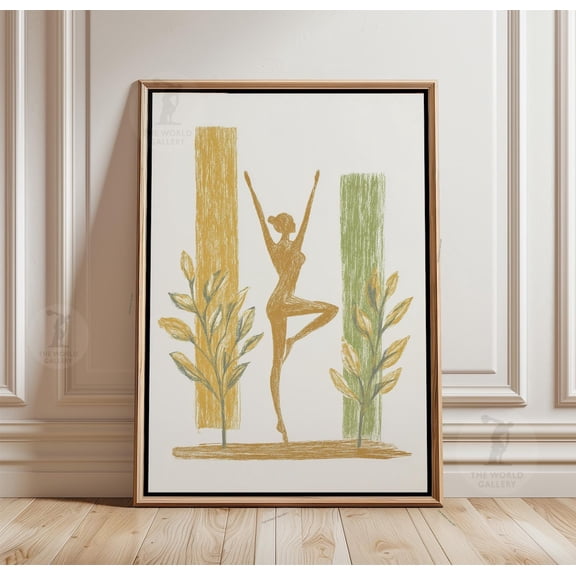 Yoga Tree Pose Poster Botanical Minimalist Wall Art Wellness Decor, Unframed Poster