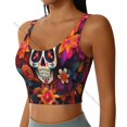 thumbnail image 1 of Yoga Vest Women Gym Sports Crop Tops Day Of The Dead Skull Streetwear Workout Breathable Tank Top Female, 1 of 7