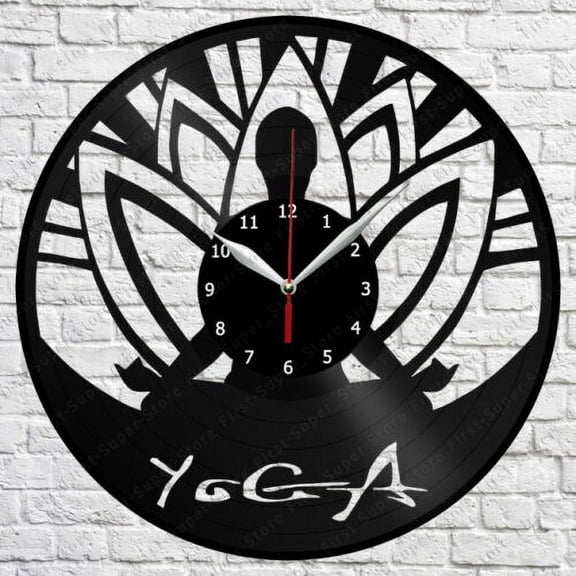 Yoga Vinyl Record Wall Clock Art Decor Original Gift Vintage Wall Art Design