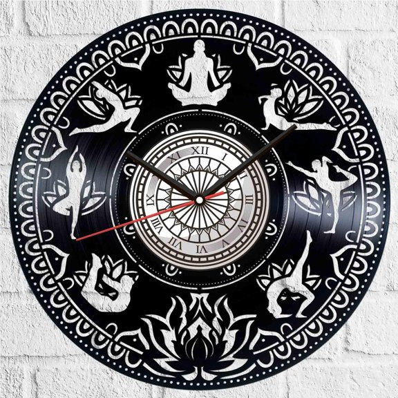 Yoga Vinyl Record Wall Clock Retro style Wall clock Silent Home Decor Unique Art Special Home Accessories Creative Personality Gift