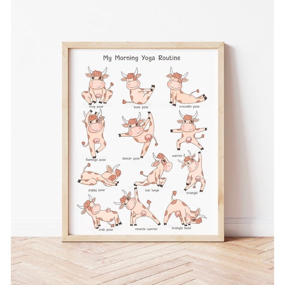 Yoga Wall Art Yoga Poses Poster For Kids Playroom Wall Decor Kindergarten Pre-K Toddler Classroom Decor Morning Routine Art , Poster Print Only