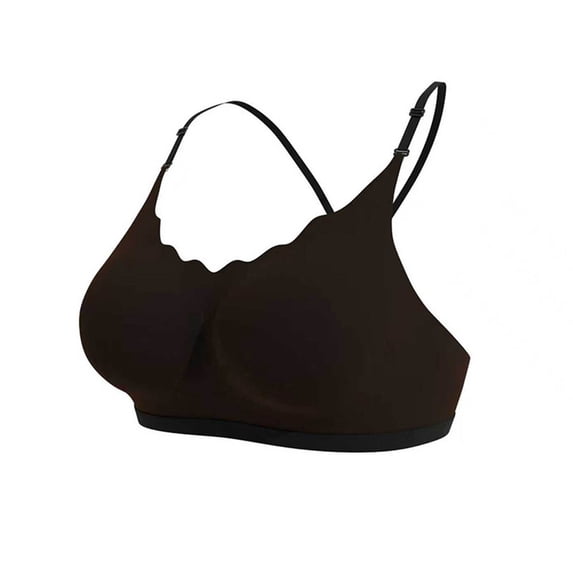 Yoga Workout Bralette for Women Wireless Deep V Bra Adjustable Straps Comfy Sleep Bra Everyday Daily Bras Black M