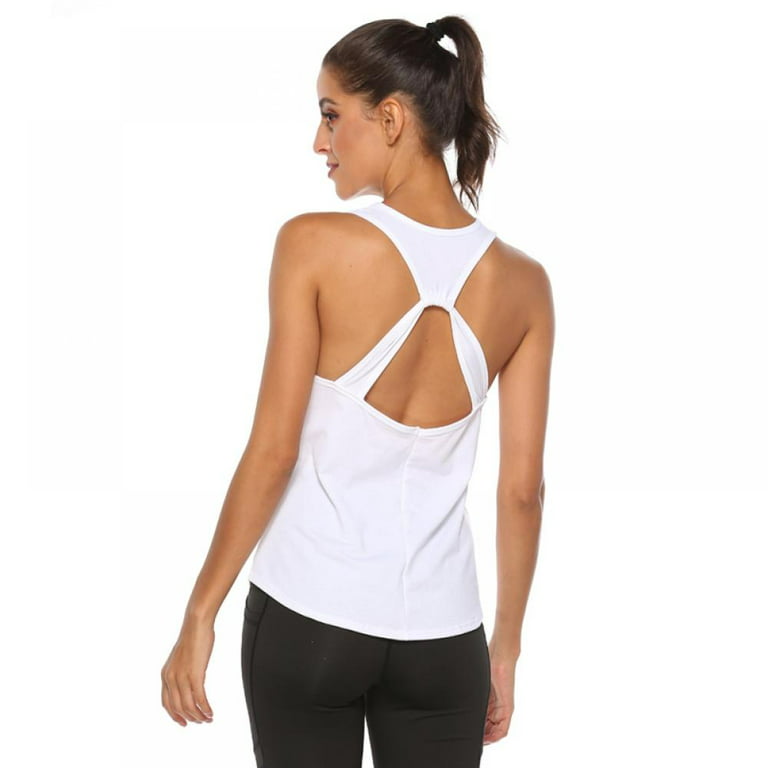 Yoga Workout Tops for Women Backless Long Tank Workout Shirts Cover up  Summer Sleeveless T Shirts 