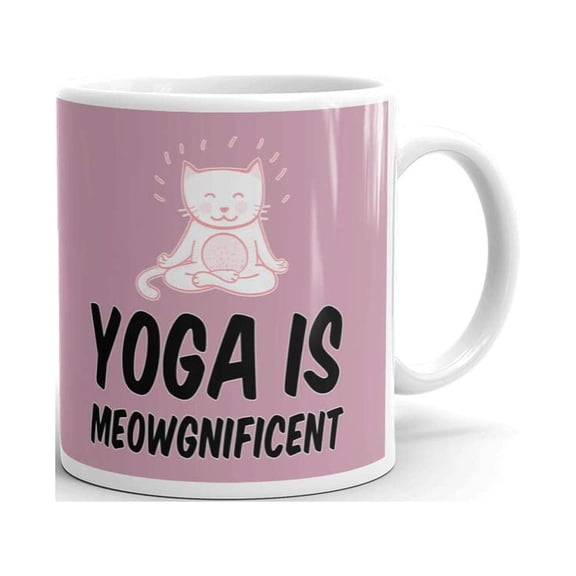 Yoga is Meowgnificent Funny Coffee Tea Ceramic Mug Office Work Cup Gift 11 oz