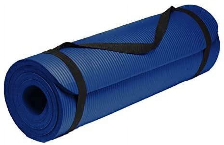 Wakeman Fitness 1 2 Extra Thick Yoga Mat With Carrying Strap Blue Walmart