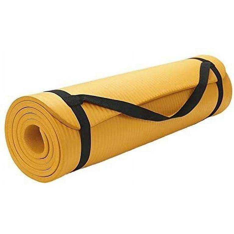 Yoga mat 72 X 24 - Extra Thick Exercise Mat - with Carrying Strap for  Travel (Gold)