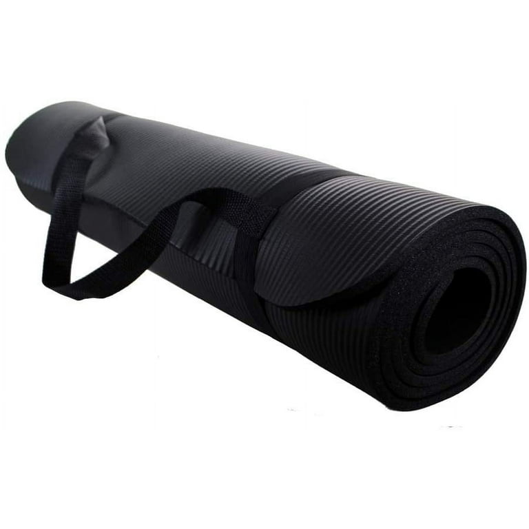 Yoga mat 72 X 24 - Extra Thick Exercise Mat - with Carrying Strap for  Travel Yoga Mat - Black