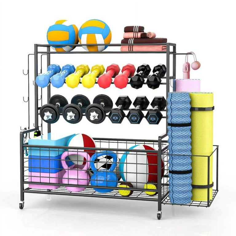 Yoga Mat Holder, Yoga Mat Storage Rack, Home Gym Storage Strap Hook and  Wheels Black, Perfect Fitness, Equipment Storage / Stand