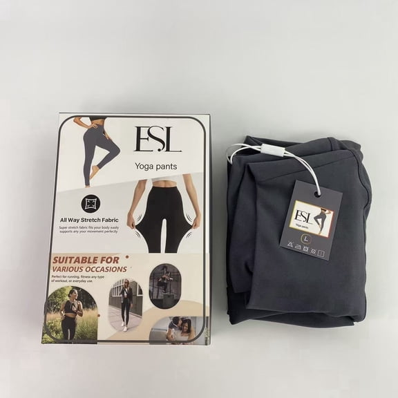 ESL Yoga pants,Thick High Waist Gym Pants, Tummy Control Workout Running Gym Leggings for Women - L