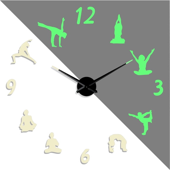 Yoga pose 2 silhouette DIY aquarium creative Different Frameless Luminous Wall Clock Home decoration Modern gifts - 27 inch