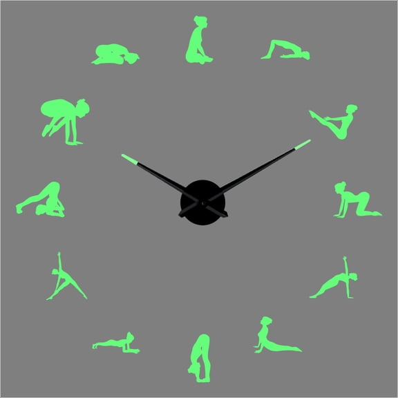 Yoga pose silhouette DIY aquarium creative Different Frameless Luminous Wall Clock Home decoration Modern gifts - 47 inch