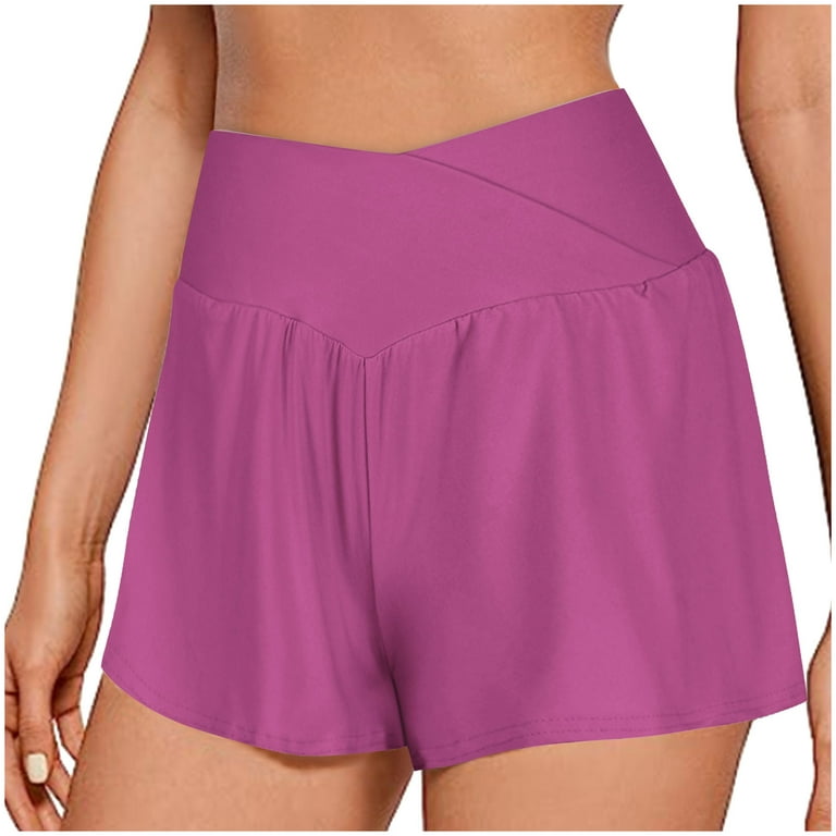 Yoga shorts for women Fashion Women's Irregular Ladies Casual Pants Elastic  Waist Yoga Shorts crz yoga leggings yoga mats for home workout Purple XL
