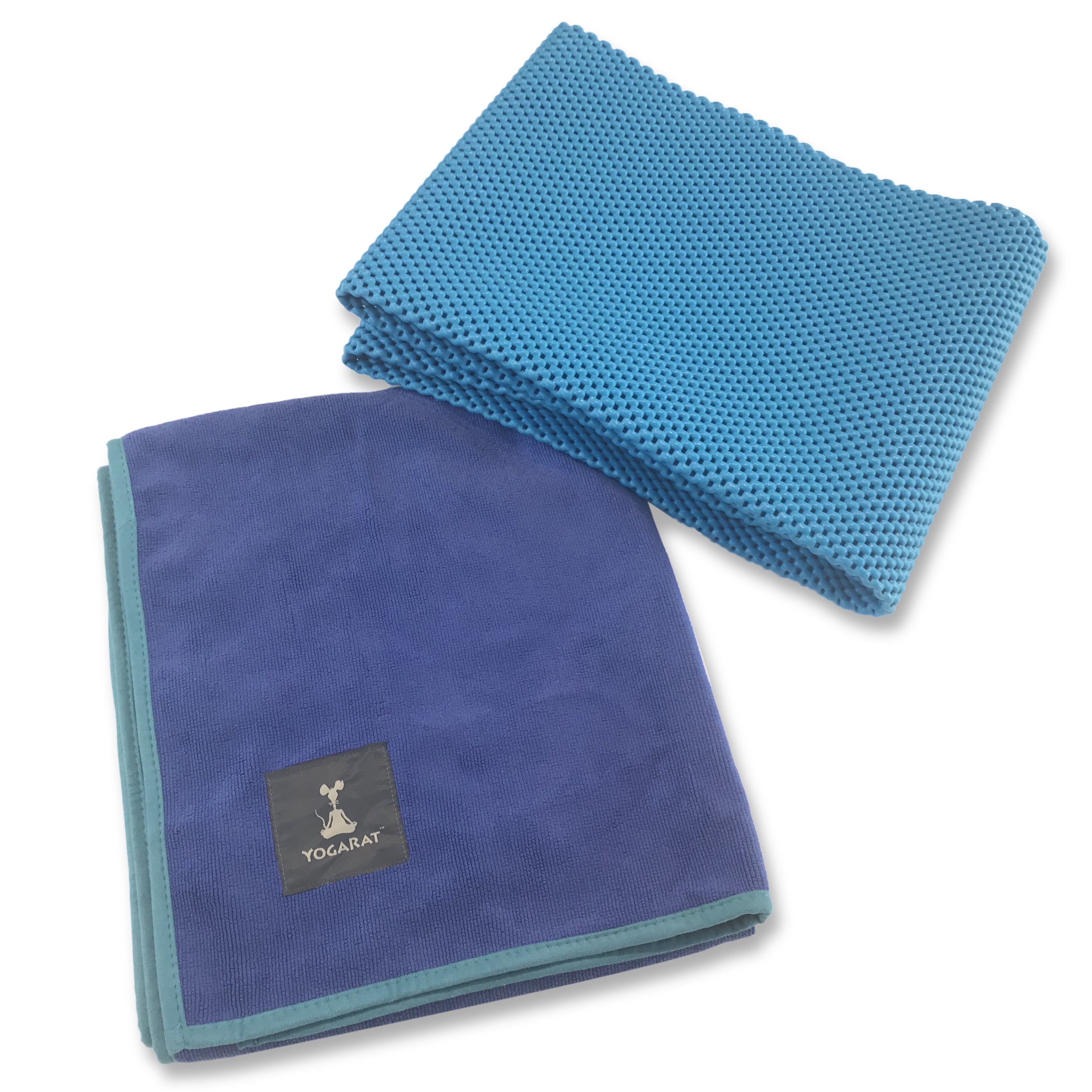 YogaRat Waffle Yoga Mat & Cush Yoga Towel Set, Azul Mat and Olive