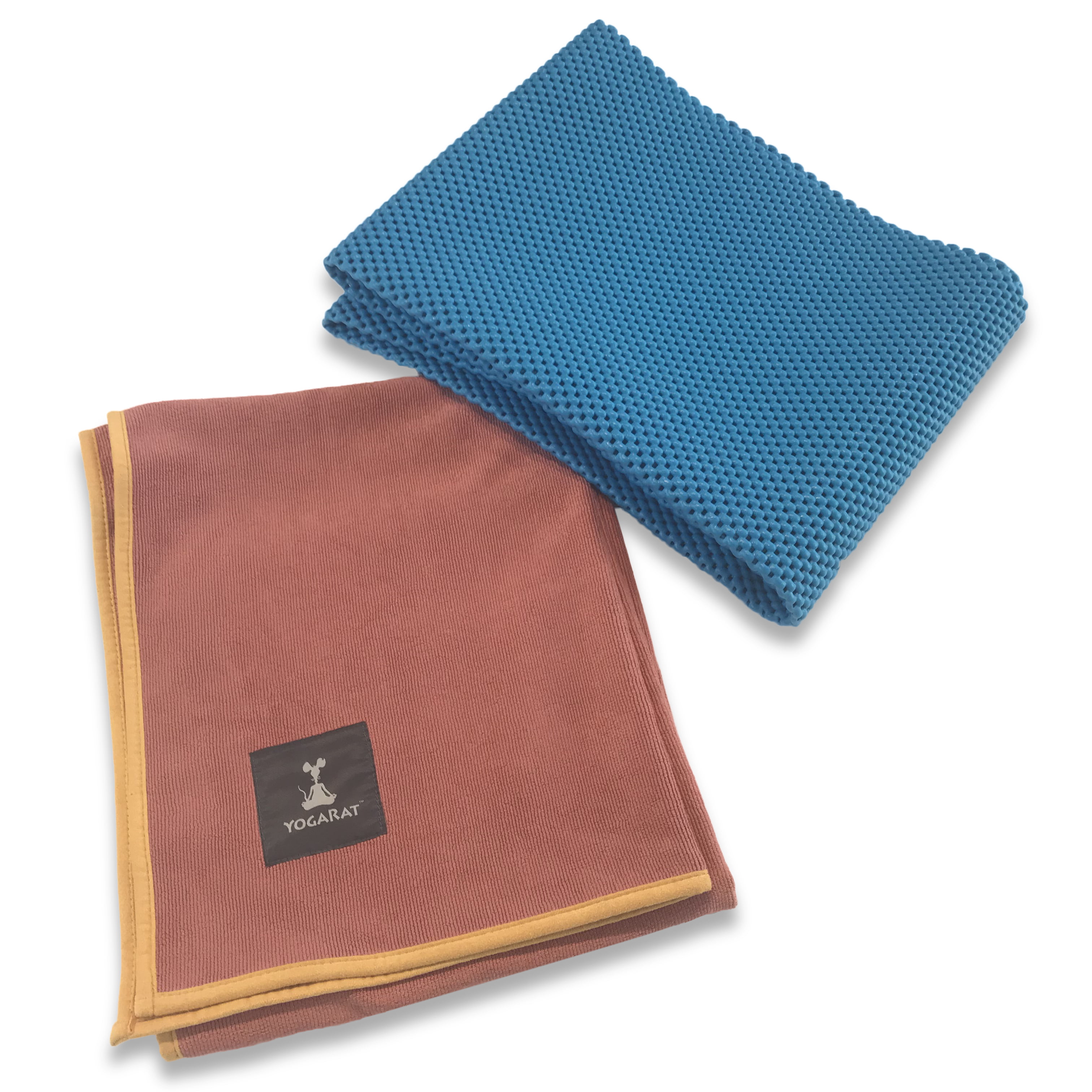 YogaRat Waffle Yoga Mat & Cush Yoga Towel Set, Azul Mat and Indigo