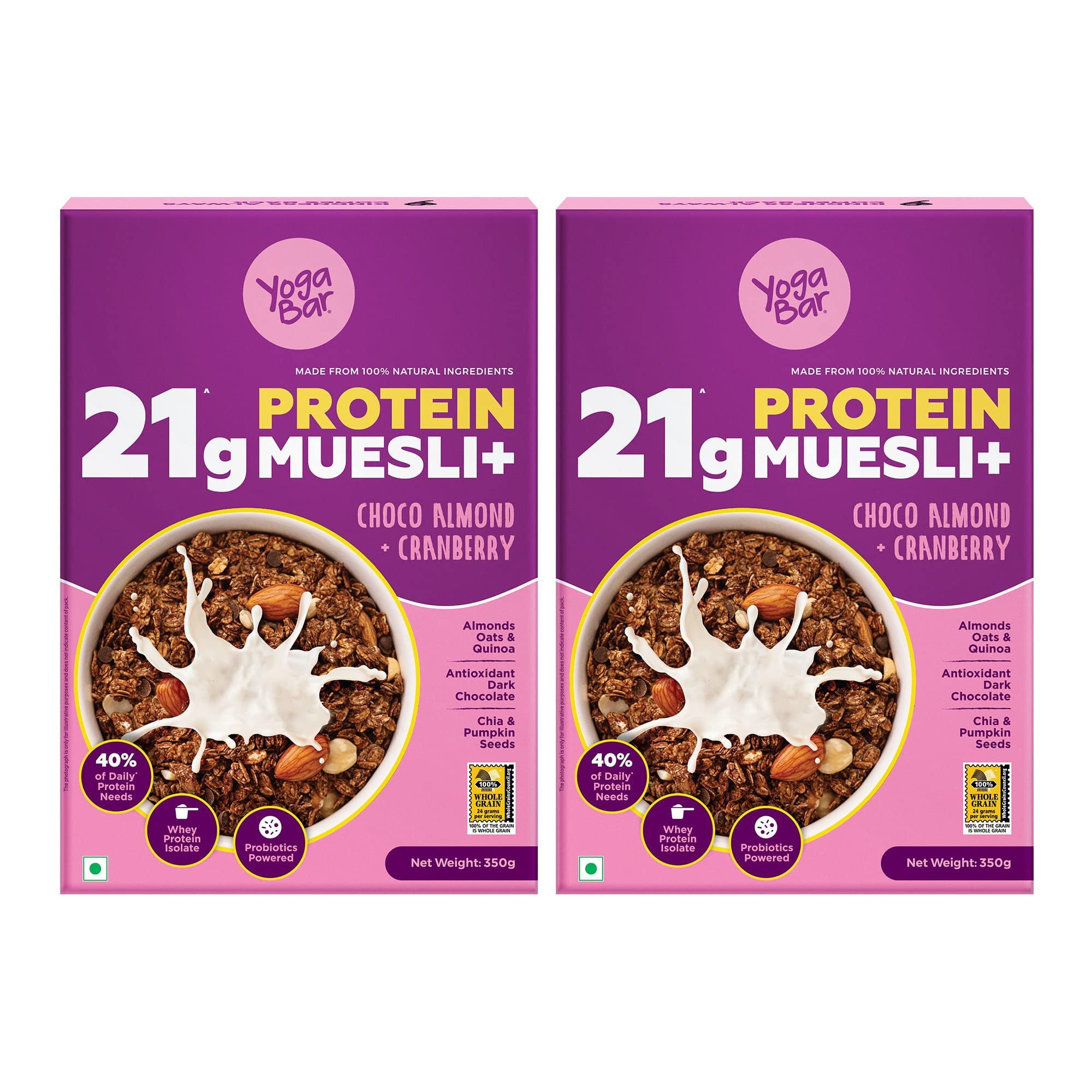 Yogabar Whey Protein Muesli Choco Almond & Cranberry 21G High Protein