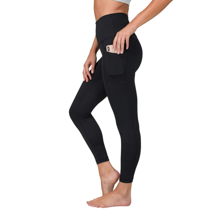 Yogalicious Lux High Waist Elastic Free Side Pocket Ankle Legging - Black -  Medium