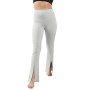 Yogalicious by Reflex Women's Fleece Lined Hi Rise Flare Yoga Pant with Front Splits