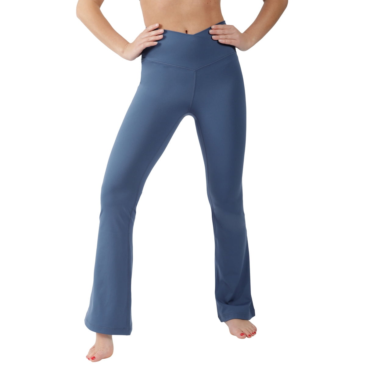 Yogalicious by Reflex Women's Lux High Waist Flare Leg V Back Yoga