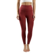 Yogalicious by Reflex Women's Nude Tech Elastic Free High Waist Side Pocket 7/8 Ankle Legging Burnt Raspberry / XL